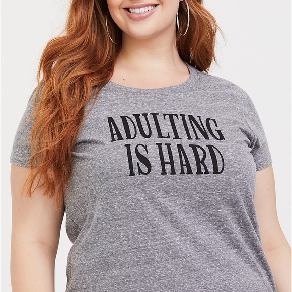 torrid Tops - Torrid 0X LG Shirt Tee Top Grey Adulting is Hard